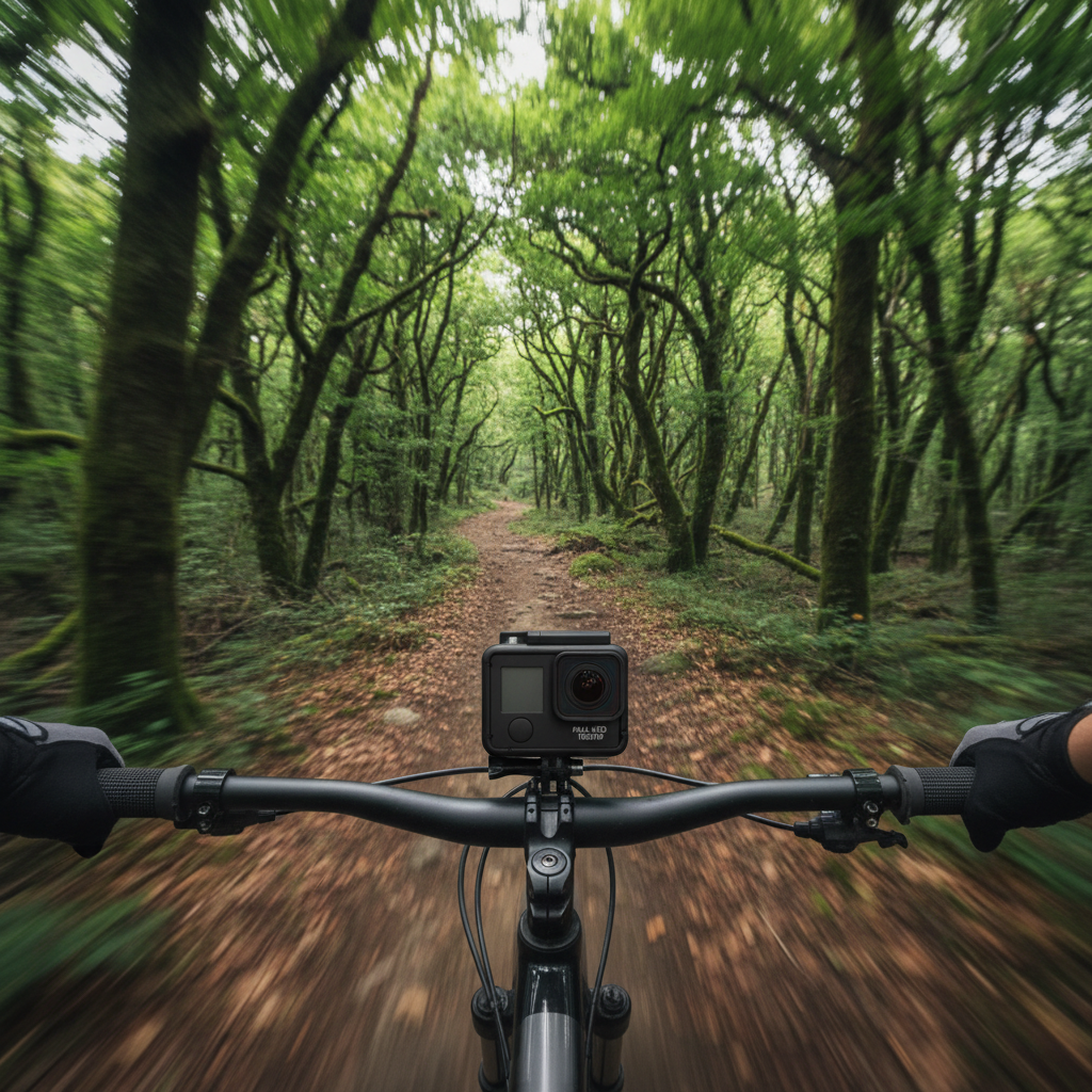 Câmera em ação no mountain bike